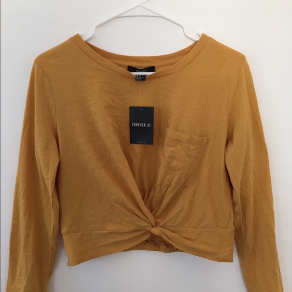 Forever 21 Tops - Mustard cropped long sleeve